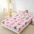 thumbnail image 5 of Feelyou Merry Christmas Child Twin Sheet Sets, Pink Princess Bowknot Twin Fitted Sheet, Reindeer Santa Claus Flat Sheet, Super Cozy Room Decor, 3 Pieces, 5 of 8