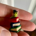 thumbnail image 6 of Replio Bookworm Wearing A Hat Resin Handicraft Ornaments Desktop Micro Ornaments Gifts Ideas, 6 of 9
