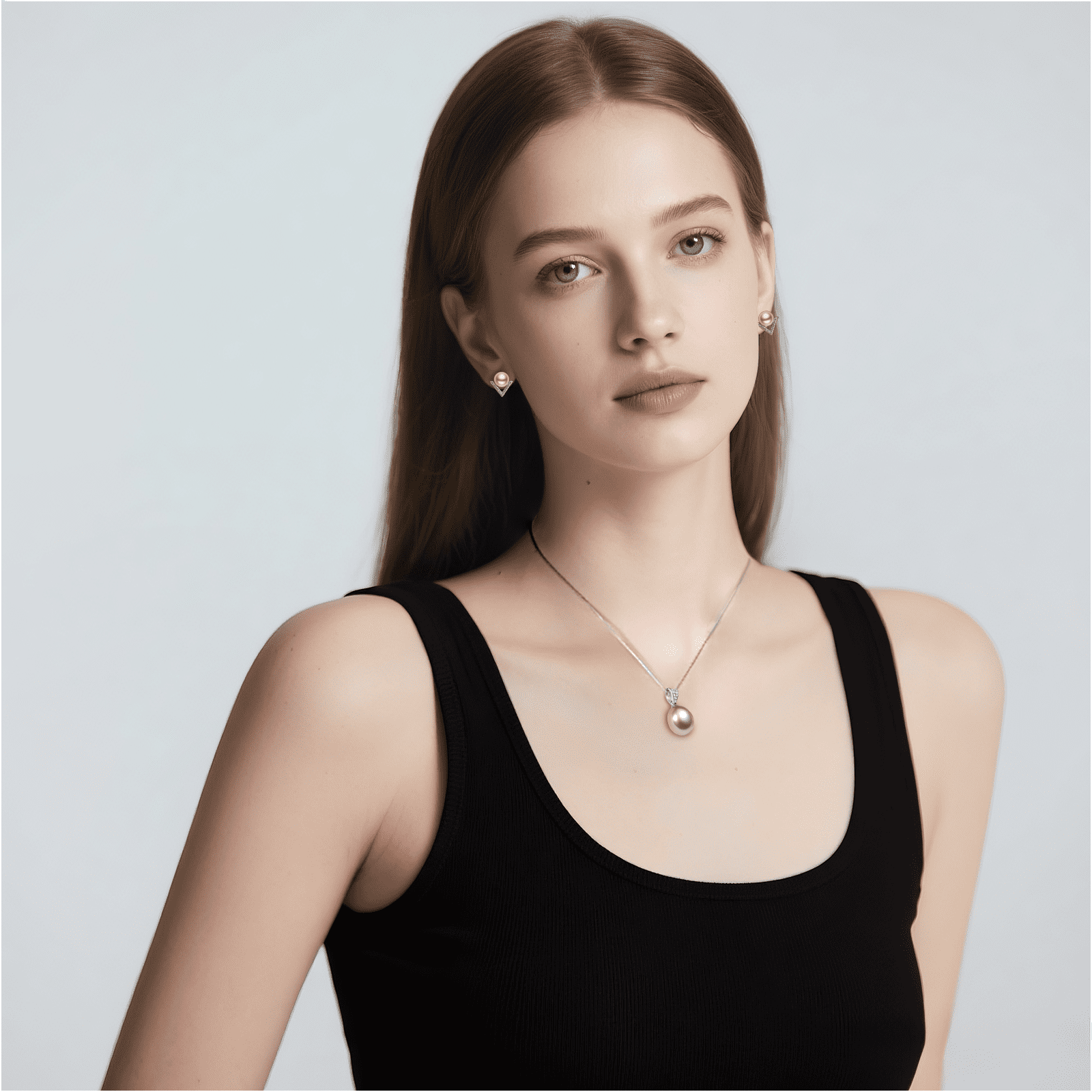 Yami Purple Teardrop Pearl  Necklace and Earrings Set Cultured Pearls in 925 Sterling Silver Jewelry Gift Set for Women
