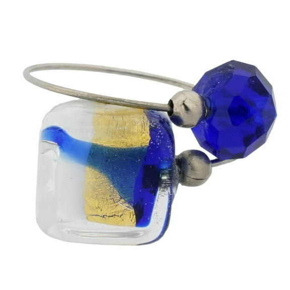 GlassOfVenice Murano Glass Lagoon Reflections Ring - White and Blue