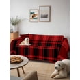 thumbnail image 6 of Red Black Plaid Couch Cover, Vintage Farmhouse Abstract Buffalo Check Sofa Cover Blanket for 1 Seat Cushion, Sectional Sofa Slipcover Furniture Protector for Living Room Bedroom 71''x91'', 6 of 9