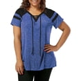 thumbnail image 1 of Qarigey Camiseta de manga corta para mujer, blusa bonita con cuello en V de Color sólido, camiseta deportiva de verano para cumpleaños, ropa de verano Prendas para la parte del cuerpo Azul XXL Qarigey AP011139-12, 1 of 6