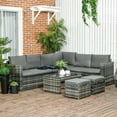 thumbnail image 2 of Outsunny 6pcs Garden Furniture Sofa Set, Rattan 3 Armchairs 2 Table Grey, 2 of 10