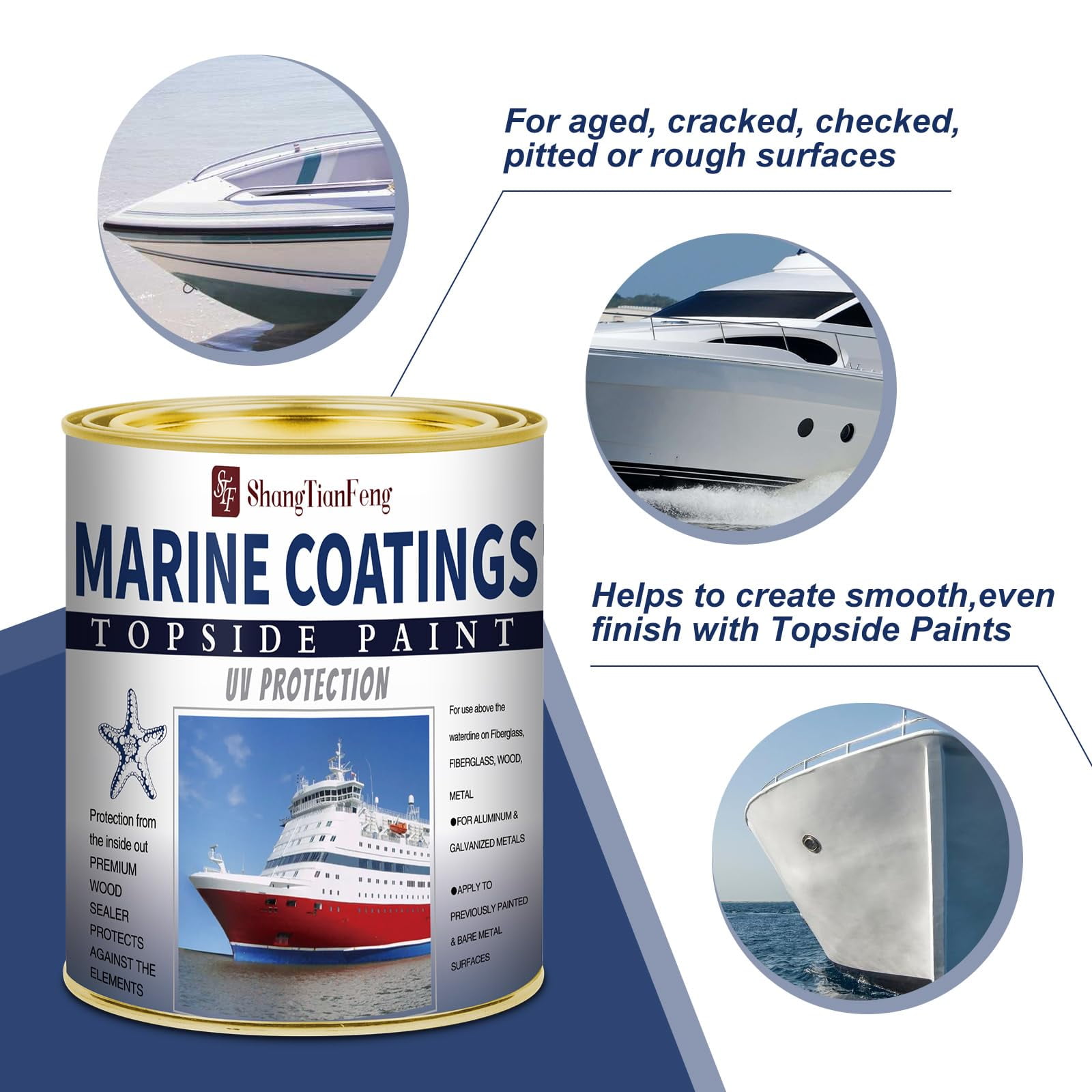 ShangTianFeng Marine Brilliant Red Wood and Fiberglass Paint Primer, Suitable for use on fiberglass, wood or metal surfaces above the waterline