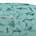 thumbnail image 3 of Nautical Pouf Cover with Zipper, Vintage Marine Style Pattern with Whale Shark Jellyfish Seahorse, Soft Decorative Fabric Unstuffed Case, 30" W X 17.3" L, Dark Sky Blue Seafoam, by Ambesonne, 3 of 5