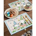 thumbnail image 2 of Easter Placemats Set of 4, Gnome Easter Eggs Bunny Placemat for Dining Table Decorations, Blue Check Plaid Place Mats, Spring Table Mats for Kitchen Dinner Seasonal Holiday Party Decor, 2 of 6