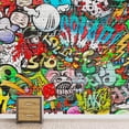 thumbnail image 3 of Idea4wall 6pcs Mural Vibrant Neon Spray Paint Typography Graffiti & Street Art Pop Stick Wallpaper Removable Wall Murals Large Wall Stickers for Home Decoration, 100"x144", 3 of 5