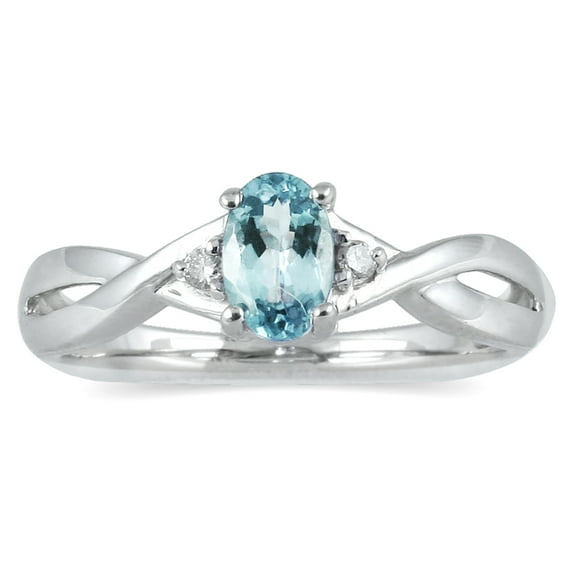 SZUL Women's Aquamarine and Diamond Ring in 10K White Gold