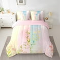 thumbnail image 2 of Erosebridal Chic Floral Bedding Twin Size,Gradient Color Comforter Sets with Sheets,Pink Plant Garden Bedding Sets Twin Size,Super Cozy Room Decoration Reversible,7pcs, 2 of 6