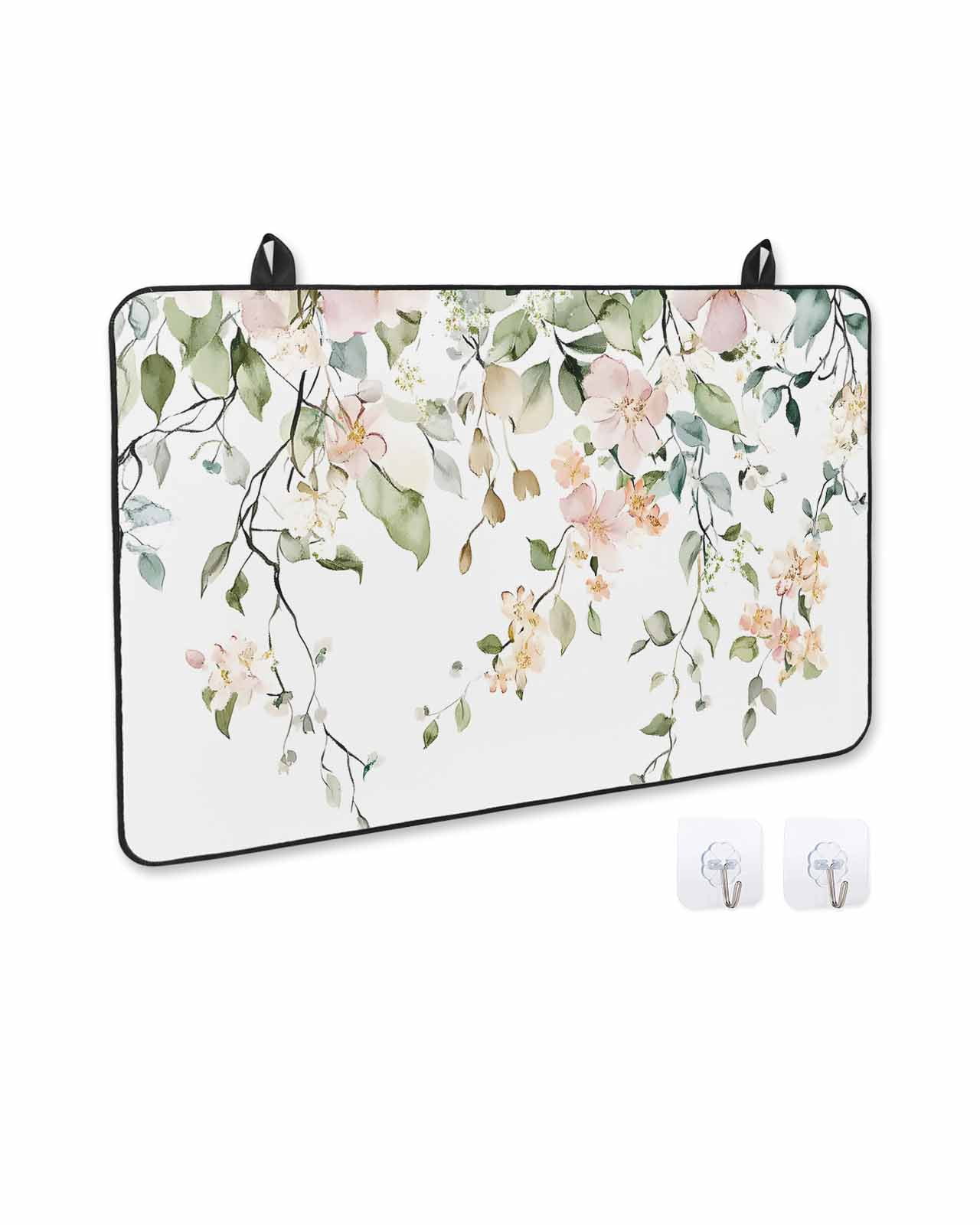 nqOlkjepod Large Induction Cooktop Protector Mat 24"x21", Green Eucalyptus Leaves Stove Top Covers for Electric Stove, Spring Floral Rustic Botanical Stove Burner Cover Mats, Glass Top Stove Cover