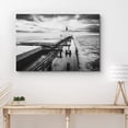 thumbnail image 2 of PixonSign Canvas Print Wall Art Freighter Ship Sails into Sea Horizon Transportation Ocean Photography Realism Beach Scenic Relax/Calm Cool Black and White for Living Room, Bedroom, Office - 24"x36", 2 of 5