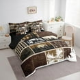 thumbnail image 3 of jejeloiu Safari Bear Moose Bedding Comforter Set 7pcs,Jungle Wildlife Queen Bedding Sets,Tropical Pine Tree Queen Sheet Sets For Boys Kids,Microfiber Bedroom Decoration Reversible, 3 of 8