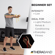 THERABAND Resistance Tubes, Beginner Set, Yellow, Red, and Green, 5 ft Latex Tubing, Home or Clinic Use, Cut-to-Fit, Color-Coded Resistance Bands for Upper & Lower Body Workouts