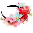 thumbnail image 5 of KAKOWELY Diadema de flores de simulación, diadema de flores falsas vívidas, tocado de mujer con decoración floral para fiesta, 5 of 5
