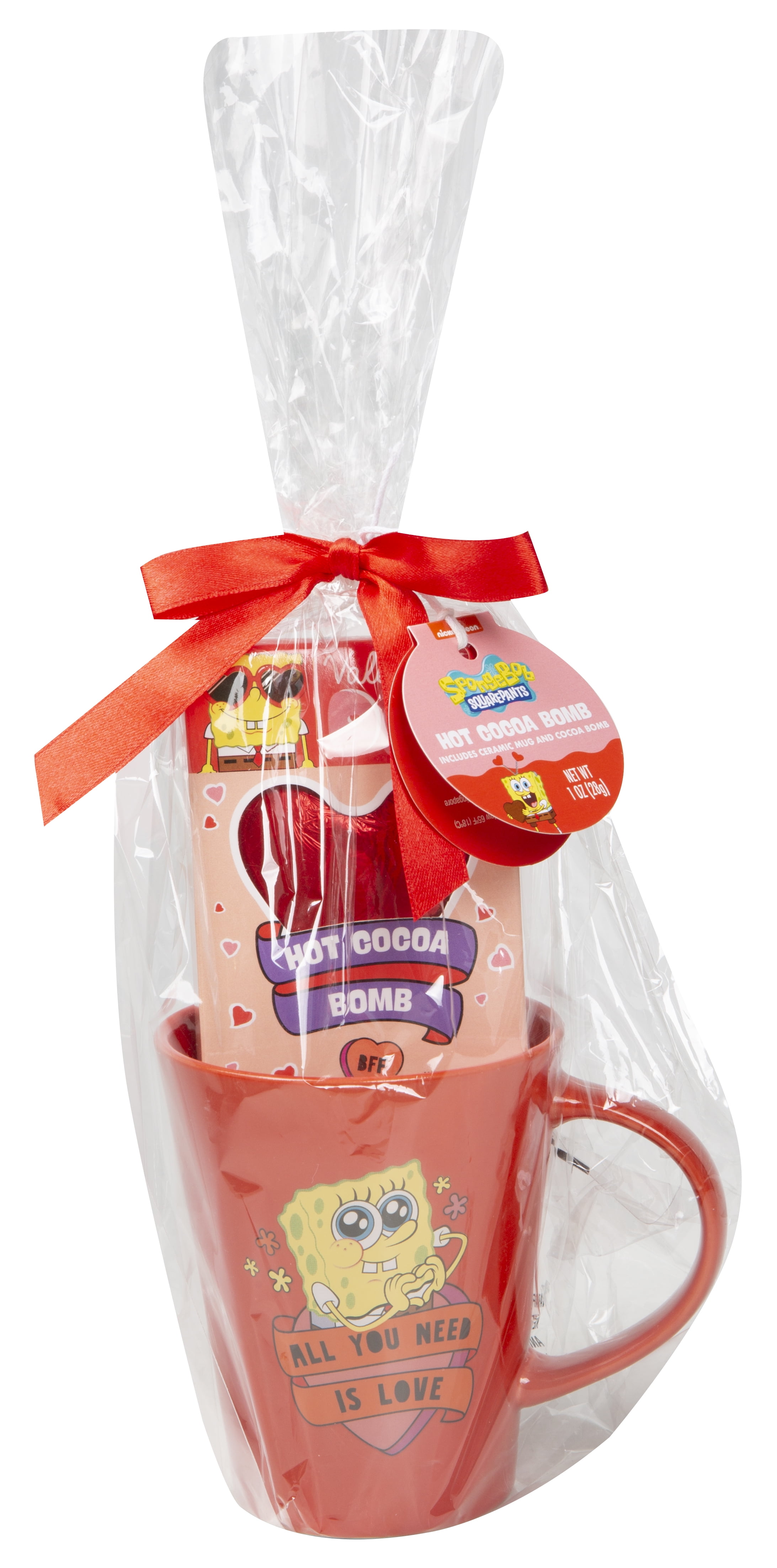 SpongeBob SquarePants Valentine's Day Hot Cocoa Bomb Red Mug Gift Set