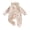 Beige, variant on Cjfdfy Newborn Baby Girl Floral Footed Outfit Romper Zip Front Long Sleeve Ribbed Ruffle Trim Jumpsuit Bow Headband Infant Cute Coming Home Fall Winter Outfit