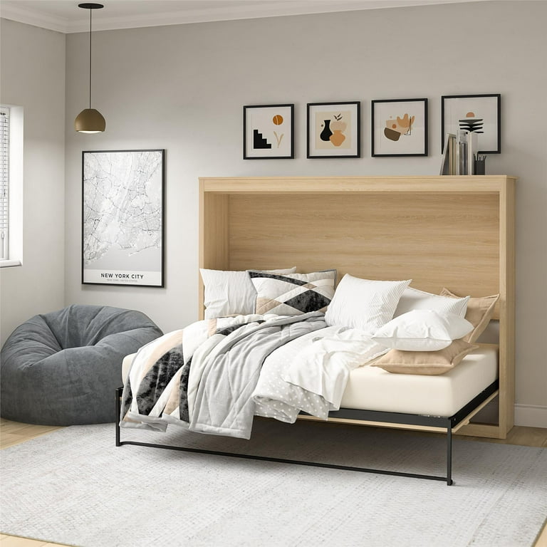 Signature Sleep Paramount Full Size Murphy Daybed with a Shelf Monterey Oak