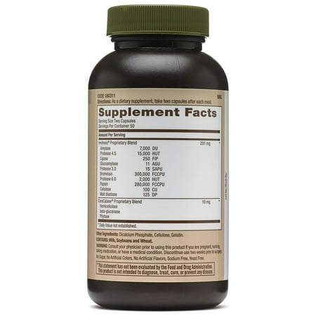 GNC Natural Brand Super Digestive Enzymes | Promotes Protein, Carbohydrate And Fat Digestion | 100 Capsules