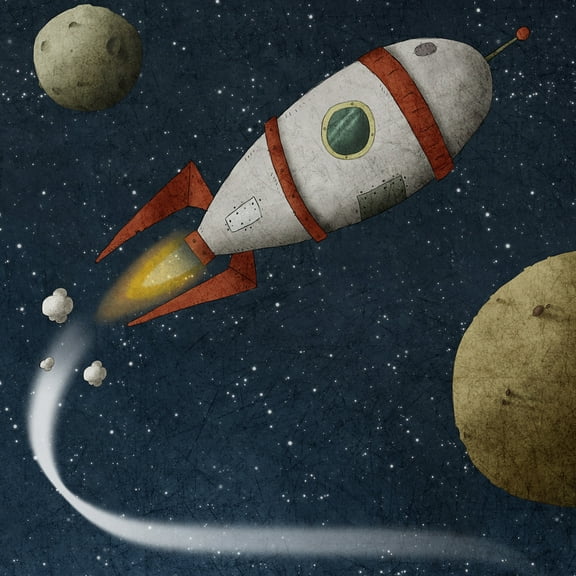 MARMONT HILL - 'Space Travel' Painting Print on Wrapped Canvas - Multi-Color 32 x 32