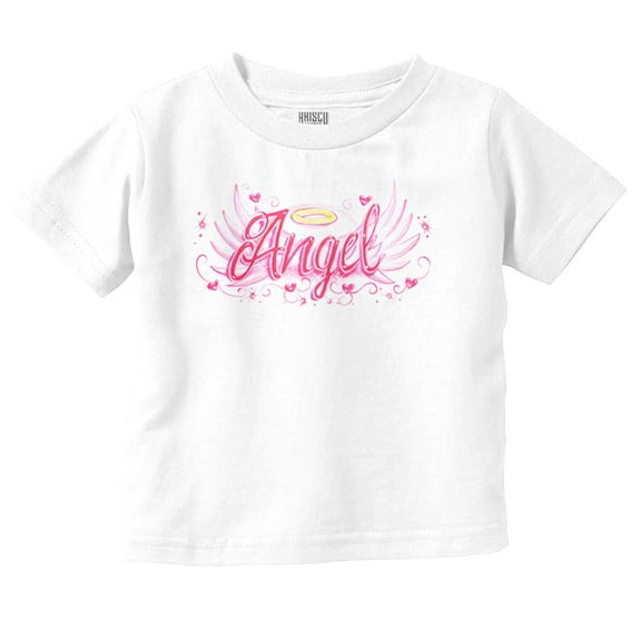 Airbrushed Angel Wings Halo Hearts Youth T Shirt Tee Girls Infant Toddler Brisco Brands 6M