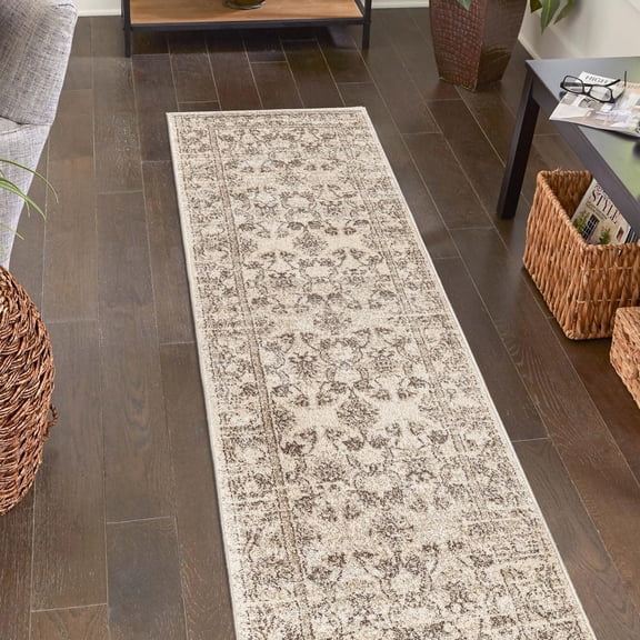 Unique Loom La Jolla Collection Area Rug - Botanica (2' 7" x 10' Runner Ivory/Beige)