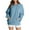 Light Blue, variant on Women's Oversized Sweatshirts Casual Crewneck Long Sleeve Solid Color Knit Pullover Sweatshirts with Pocket