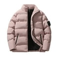 thumbnail image 3 of hlysgo Mens Plus Size Winter Coats Warm Zip up Quilted Lined Winter Puffer Jacket Thicken Insulated Puffy Coat Big and Tall Outerwear Pink XL, 3 of 3