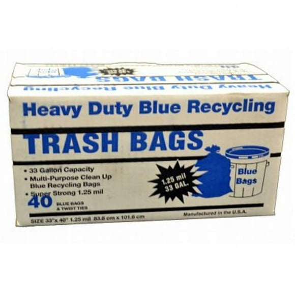 Primrose Plastics-Com 227400 40 CT 33 gal Blue Recycle Bag