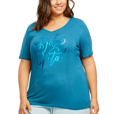 

Gloria Vanderbilt Women s and Women s Plus Vintage Romance V-Neck Sleep Top