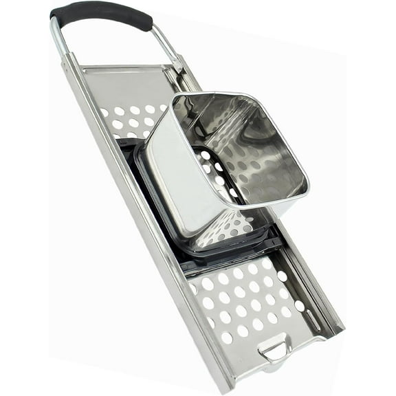 Zoie   Chloe Spaetzle Maker Lid with Scraper - Easy To Use Spaetzle Press For Traditional German Dumplings & Egg Noodles - Dishwasher-Safe, Premium Stainless Steel - Easy Grip Strainer, 12.8x4.2"