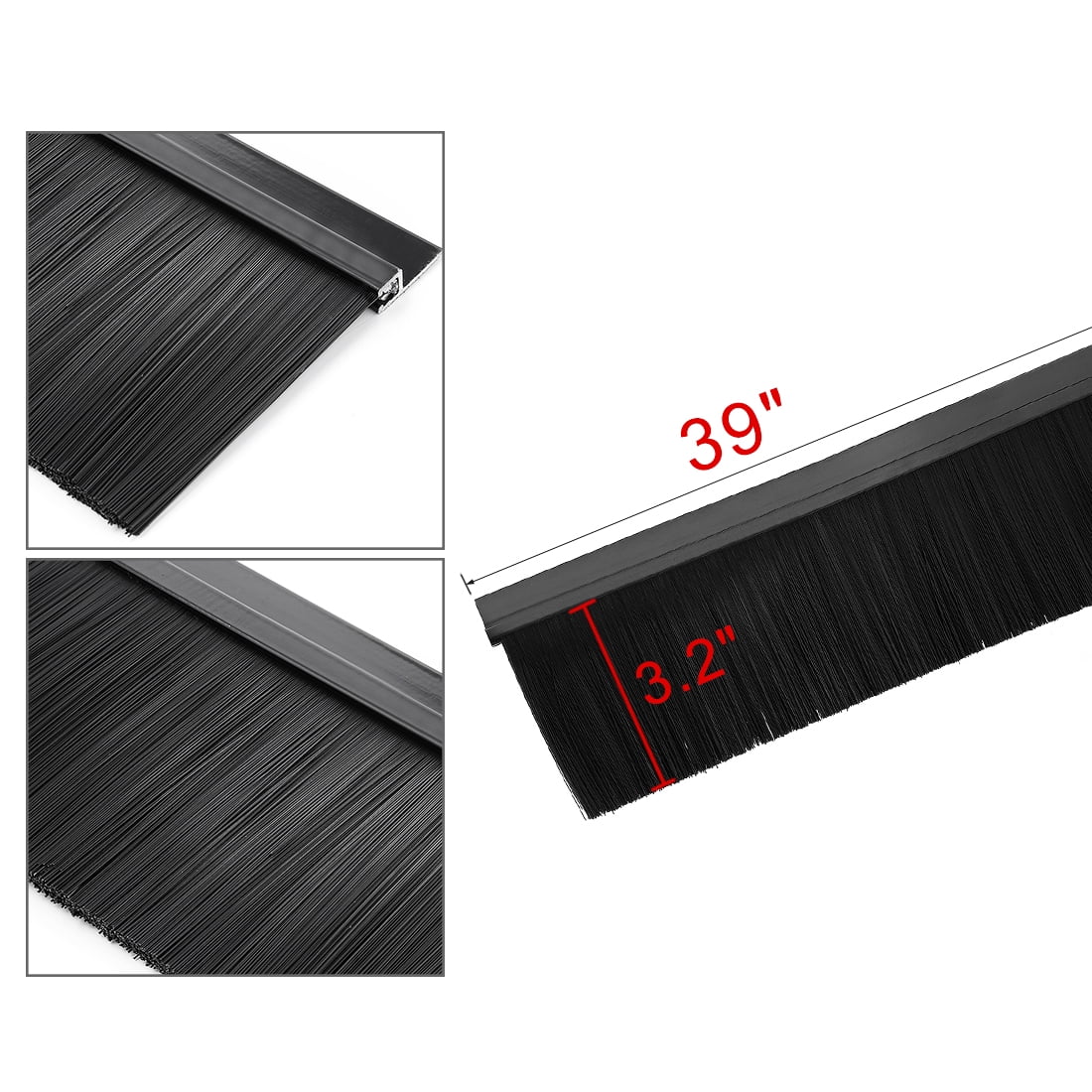 Unique Bargains H Shape Aluminum Alloy Door Bottom Sweep Brush Black 39" x 3.2"
