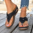 thumbnail image 5 of RotHome Women's Wedge Sandals Platform Flip Flops Comfortable Summer Dressy Thong Sandals Cushioned Footbed for Wedding Travel Beach Casual Black, 5 of 9