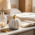thumbnail image 5 of White Ceramic Pumpkin Decor with Glossy Gold stems, 3.82x3.35x3.31in Elegant Modern Thanksgiving Table Centerpiece, Fall Harvest Home Ornament Figurine, 5 of 7