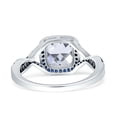 thumbnail image 3 of Blue Apple Co. Halo Cushion Side Stone Blue Sapphire Engagement Ring Cubic Zirconia 925 Sterling Silver, 3 of 5