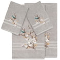 thumbnail image 2 of Authentic Hotel and Spa  Turkish Cotton Blue Bird Embroidered Light Grey 4-piece Towel Set, 2 of 5