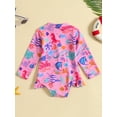 thumbnail image 3 of pengnight Kids Toddler Girls Summer Bikini Swimsuit,12M 18M 24M 2T 3T 4T 5T Long Sleeve Stand Collar Sea Animal Print One-Piece Jumpsuit Swimwear Baby Bathing Suit, 3 of 9