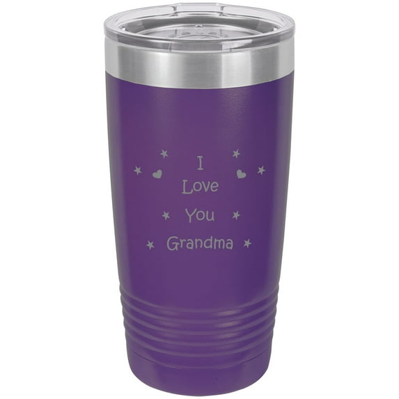 I Love you Grandma! Stainless Steel Engraved Insulated Tumbler 20 Oz Travel Coffee Mug, Purple