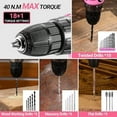 thumbnail image 5 of DEKOPRO 20V Pink Cordless Drill Driver Set for Women, 186-Piece Hand Tool Set, Lady's Home DIY Tool Kit with Battery, 5 of 8