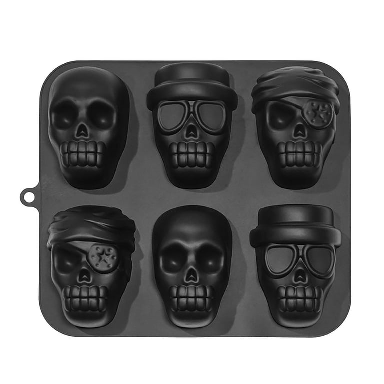 3D Skull Black Flexible Shape Ice Cube Tray Mold Silicone Whiskey