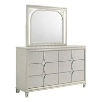 Coaster Olivia 6-Drawer Contemporary Wood Dresser and LED Mirror Pearl White