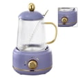 thumbnail image 4 of Hervidor eléctrico portátil, taza para estofado, 450 ml, taza de salud, mini hervidor de cocción lenta, tetera de flores para oficina, caldera de té dividida, enchufe AU 220 V, violeta, 450 ml, 4 of 10