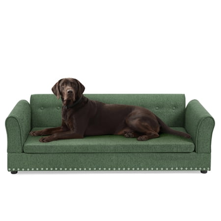 Oversized Linen Pet Sofa with Backrest for Large Dogs