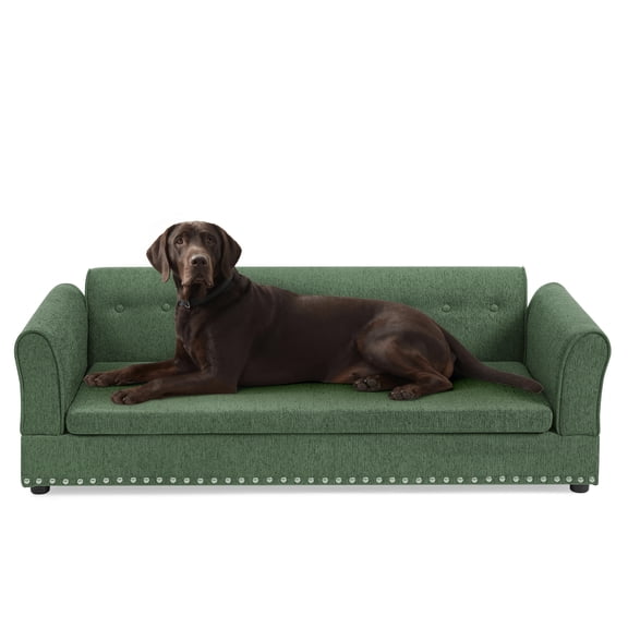 Oversized Linen Pet Sofa with Backrest for Large Dogs