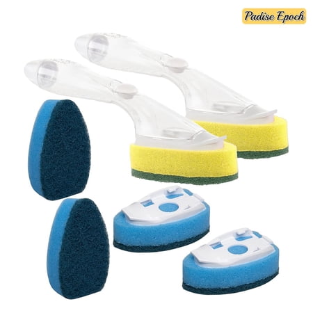 (2 Dishwands and 6 Refill Replacement Heads) Non-Scratch Heavy Duty Dish Wand Sponge For Kitchen Sink Cleaning Brush, Non-Scratch + Heavy Duty
