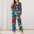 thumbnail image 3 of Kll Vehicles Cartoon With Funny Drivers Print Women'S Long Sleeve Pajamas With Pants Sleepwear Loungewear 2 Set-X-Large, 3 of 9