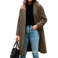 thumbnail image 4 of Women's Long Sleeve Lapel Button Down Casual Trench Coat Outwear Brown S, 4 of 7