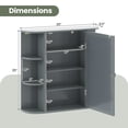 thumbnail image 3 of Gymax Bathroom Mirror Cabinet Wall Mounted Medicine Cabinet w/ Mirrored Door & 4 Interior Shelves Grey, 3 of 9