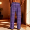 thumbnail image 4 of Fewfanhot Men's Plaid Print Pajama Pants - Loose Straight Vintage Design with Pockets & Elastic Waist Casual Leisure Sleepwear Pants, 4 of 9