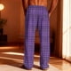 thumbnail image 4 of Ceisia Mens Plaid Pajamas Pants Elastic Waist With Pockets Sleep Soft Lounge Sleep Bottoms Purple M Gift, 4 of 9