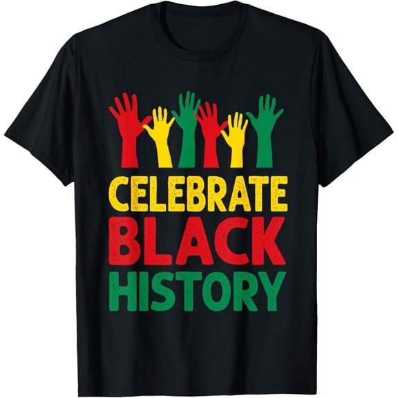 Celebrate Black History Month Colorful Hands Teacher T-Shirt100% cotton